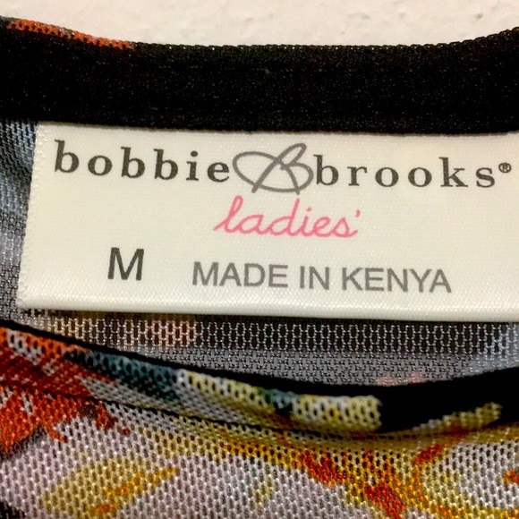 #20 Bobbie Brooks Qtr Slv Mesh Floral Top - M - Picture 2 of 2